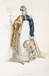 Vestido de passeio, placa de moda de Ackermanns Repository of Arts