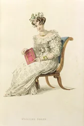 Vestido de noiva, gravura de moda de Ackermanns Repository of Arts