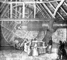 Bem guincho impulsionado por um burro, c.1870