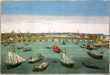Ponte westminster, londres, cedo, para, meio, 18º século