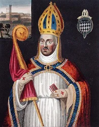 William of Wainfleet (c.1395-1486), depois de uma pintura na Galeria Bodleian (cor litho)
