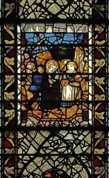 Janela w58 representando uma cena da história de St Thomas Becket - uma cena de embarque