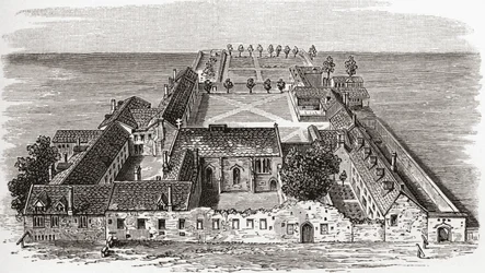 Worcester College, anteriormente Gloucester Hall, Oxford, c.1673, de "Uma Breve História do Povo Inglês", de JR Green, publicado em 1893