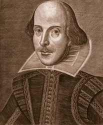 Retrato de William Shakespeare, gravado por Martin Droeshout (c.1560-c.1642), 1623