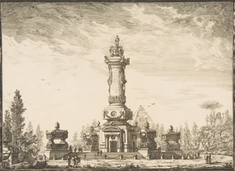 Elevação em perspectiva de uma coluna funerária destinada ao enterro..., 1746-50.