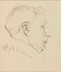 Retrato de George Horton (tinta no papel (colado no cartão))