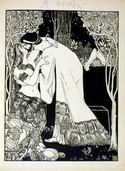 Salomão e Sabá, do livro Judá ilustrado por Efraim Moses Lilien (1874-1925). Lilian é considerado o pai da iconografia sionista, criada no estilo Jugendstil (art nouveau alemão). Ele ilustrou