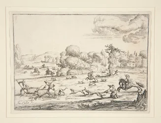 Cena de caça: Perto da Matança (após um desenho de Jacques Callot 1592-1635)