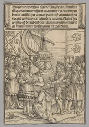 Maximiliano e Henrique VII da Inglaterra, placa 11 de Cenas Históricas da Vida do Imperador Maximiliano I do Arco do Triunfo
