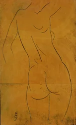 Nua Feminina, Vista Posterior (bloco de madeira)