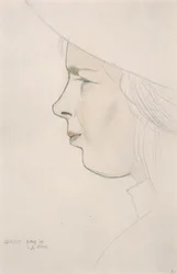 Retrato da irmã da artista Gladys Laughton, 8 de Agosto de 1909 (lavagem a lápis e a cores)