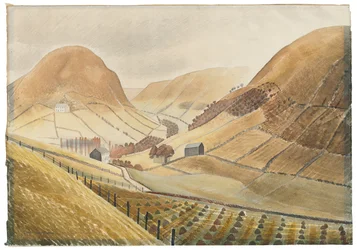 Molhos de trigo e quintas - Hill Farm, Capel-yffin, País de Gales, 1938