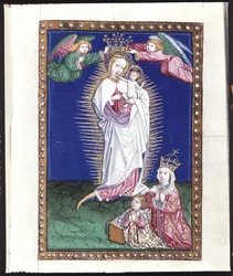 Página inteira: miniatura: Madonna numa aureola, c.1464 (têmpera sobre pergaminho)