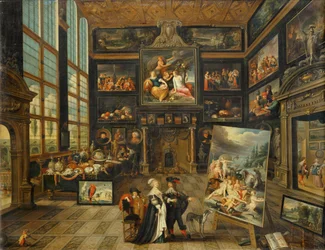 Interior de uma galeria de pinturas ...