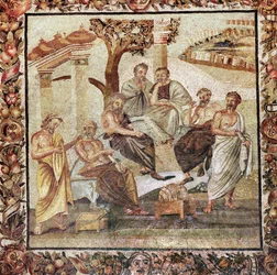 Platão e a sua escola de filósofos. De Pompeia