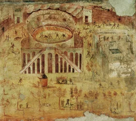 Motim no anfiteatro entre a população de Pompeia e Noceria