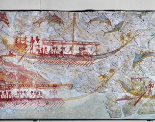 Navios rodeados de golfinhos