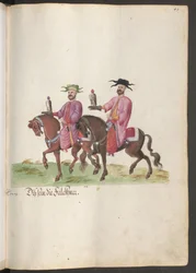 A corte de um paxá: dois falcoeiros a cavalo