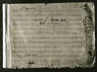 Página de rosto da terceira sinfonia de Beethoven, "Eroica" (foto), Gesellschaft der Musikfreunde, Viena, Áustria (foto)