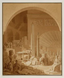 Vivant-Denon a trabalhar na sala Diana do Louvre ...