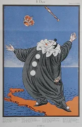 Caricatura de Benito Mussolini (1883-1945), da revista 
