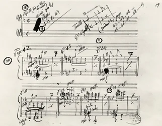 Manuscrito manuscrito de Parade, por Eric Alfred Leslie Satie (1866-1925), França