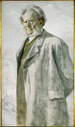 Poeta Henrik Ibsen (pintura sobre tela)