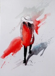 Aquarela do Vestido Vermelho