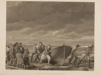 Pescadores de Hornbek resgatam o Capitão de um navio encalhado (A.1775)