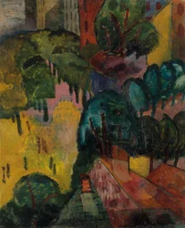 Paisagem urbana de Paris, c.1906-09 (óleo sobre cartão)