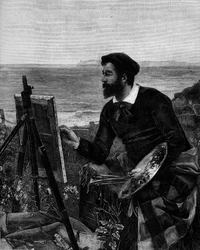 Retrato do pintor Ulysse Boutin (1838-1883). Gravura após a pintura de Ernest Duez (1843-1896). Em "O Mundo Ilustrado" n°1246 de 12 de fevereiro