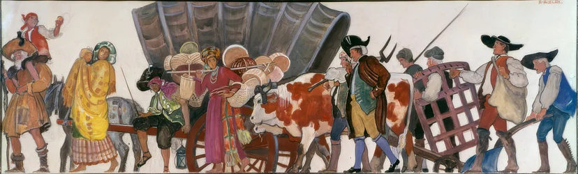 Desfile, ciganos e agricultores