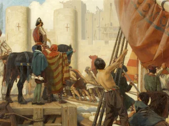 Robert, Conde de Gloucester, construindo a Grande Fortaleza do Castelo de Bristol em 1116 (óleo sobre tela)