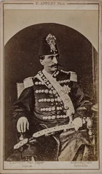 Retrato de Nasser al-Din Shah Qajar 1831–1896, Imperador da Pérsia, s. 1870.