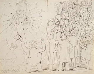 A Celebração do Velho Hugo, caricatura de Victor Hugo (1802-85), de uma carta a Paul Verlaine, c.1880