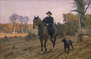 Bismarck a cavalo com cachorro (impressão de óleo)