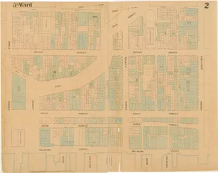 Mapas da cidade de Filadélfia, volume 1, chapa 2, 1860 (gravura colorida à mão)