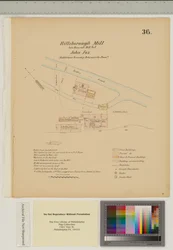 Plano para o moinho de Hillsborough, Middletown Township, Delware, ilustração de &39;Hexamer General Surveys&39; (caneta e tinta com papel lavado)