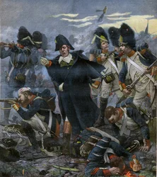 General Pierre Cambronne (1770-1842) ao lado de suas tropas na Batalha de Waterloo - gravura após Delahaye, Ernest Jean (1855-1921) -