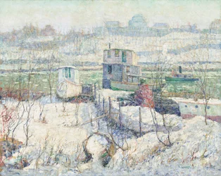 Boathouse, inverno, rio Harlem, c. 1916.
