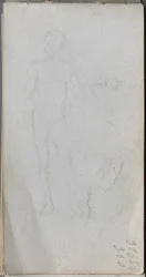 Caderno de desenho, página 100: Figura nua, perfil.