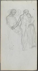 Caderno de desenho, página 10: Figuras abraçando.