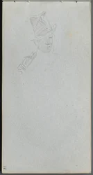 Caderno de desenho, página 17: Busto de um homem de cartola.