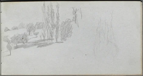 Sketchbook, página 18: Estudo de um cavalo e estudo de uma paisagem