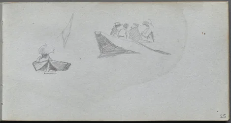 Sketchbook, página 25: Estudos de figuras em barcos