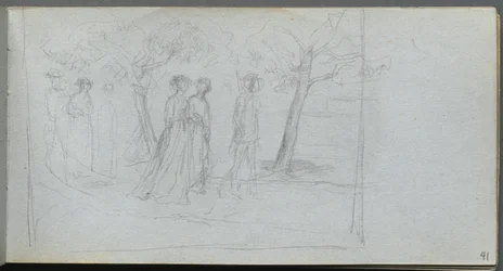 Sketchbook, página 41: Figuras em uma paisagem