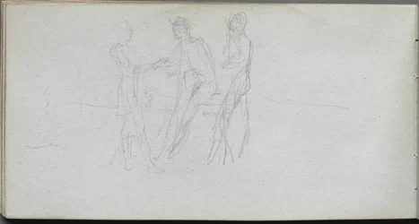 Caderno de desenho, página 42: Três figuras.
