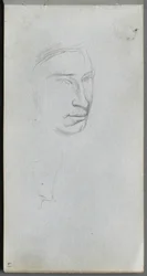 Sketchbook, página 61: Rosto, vista de 3/4 de perfil