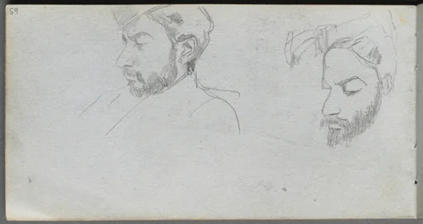 Caderno de desenho, página 65: Estudo de rostos no perfil.