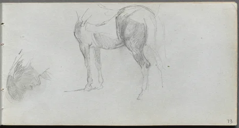 Sketchbook, página 73: Estudo de um cavalo, perfil